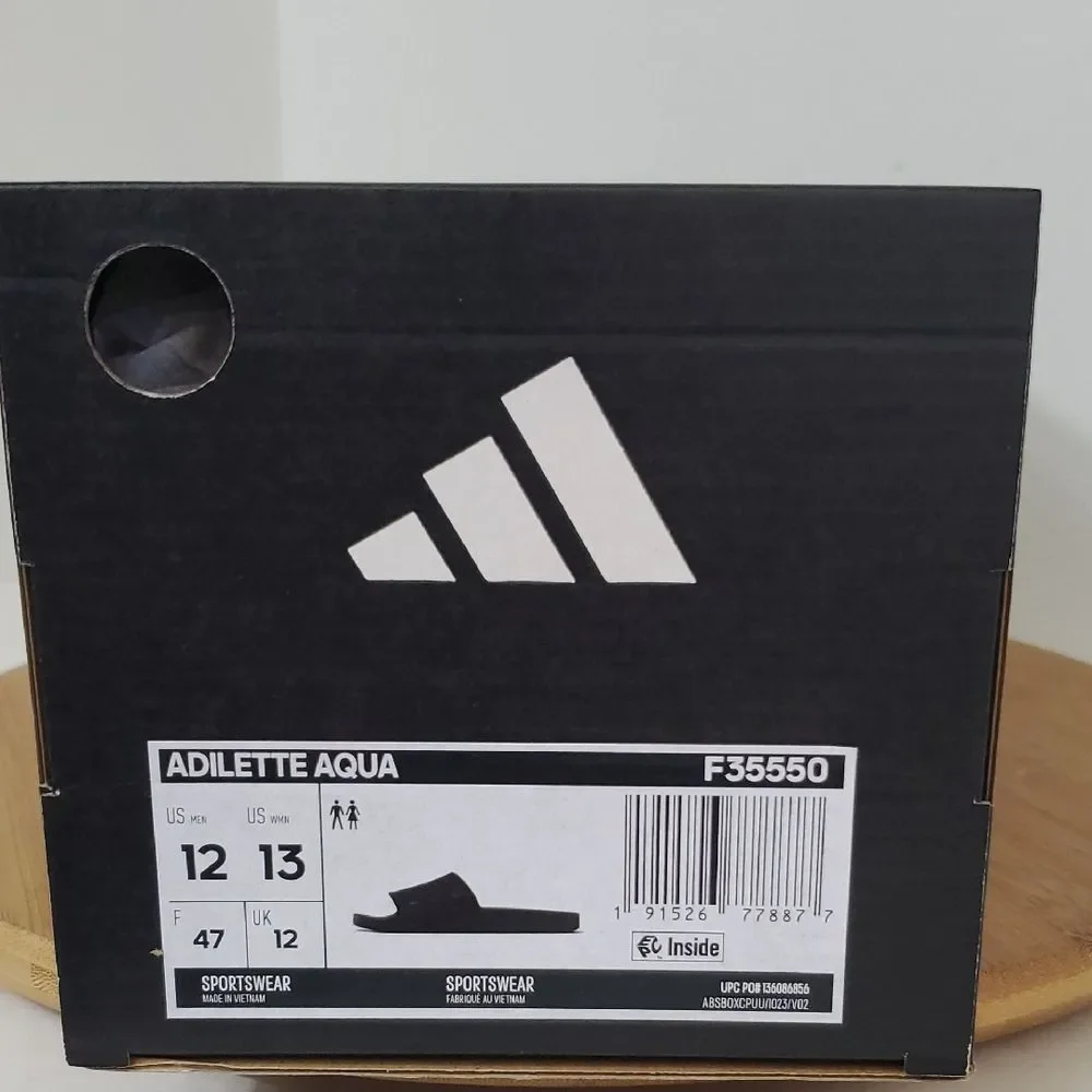 adidas Adilette Aqua Slide Sandals Black Men's 12 Women's 13 NIB